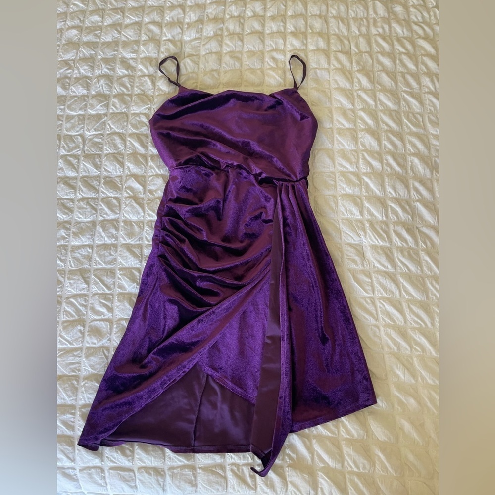 Lulu's Gotta Shine Deep Purple Velour Midi Dress - Picture 13 of 14